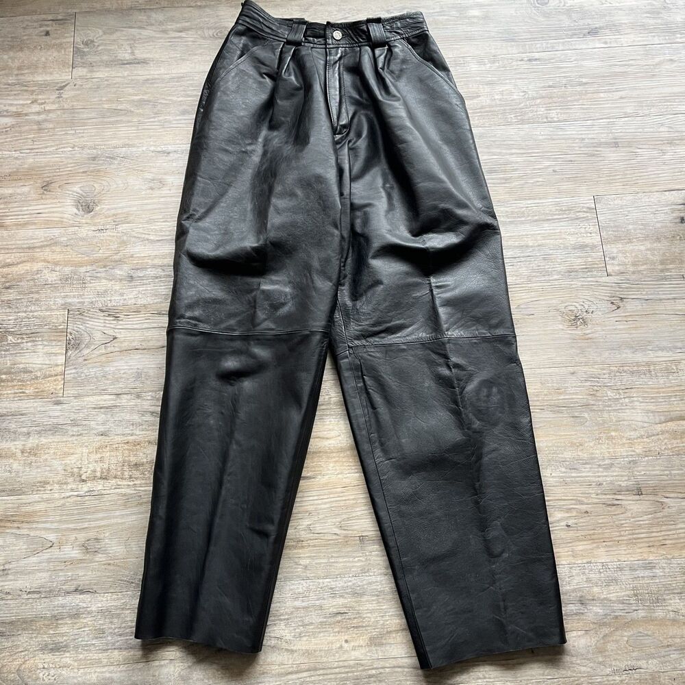 Vintage Leather Pants Black Vintage Motorcycle 30 Waist Size 10 Body Alive